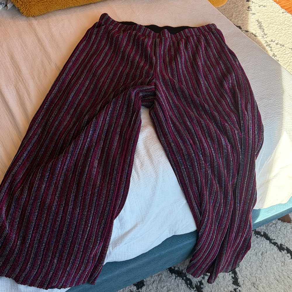 Sparkle Striped Wide-Leg Pants